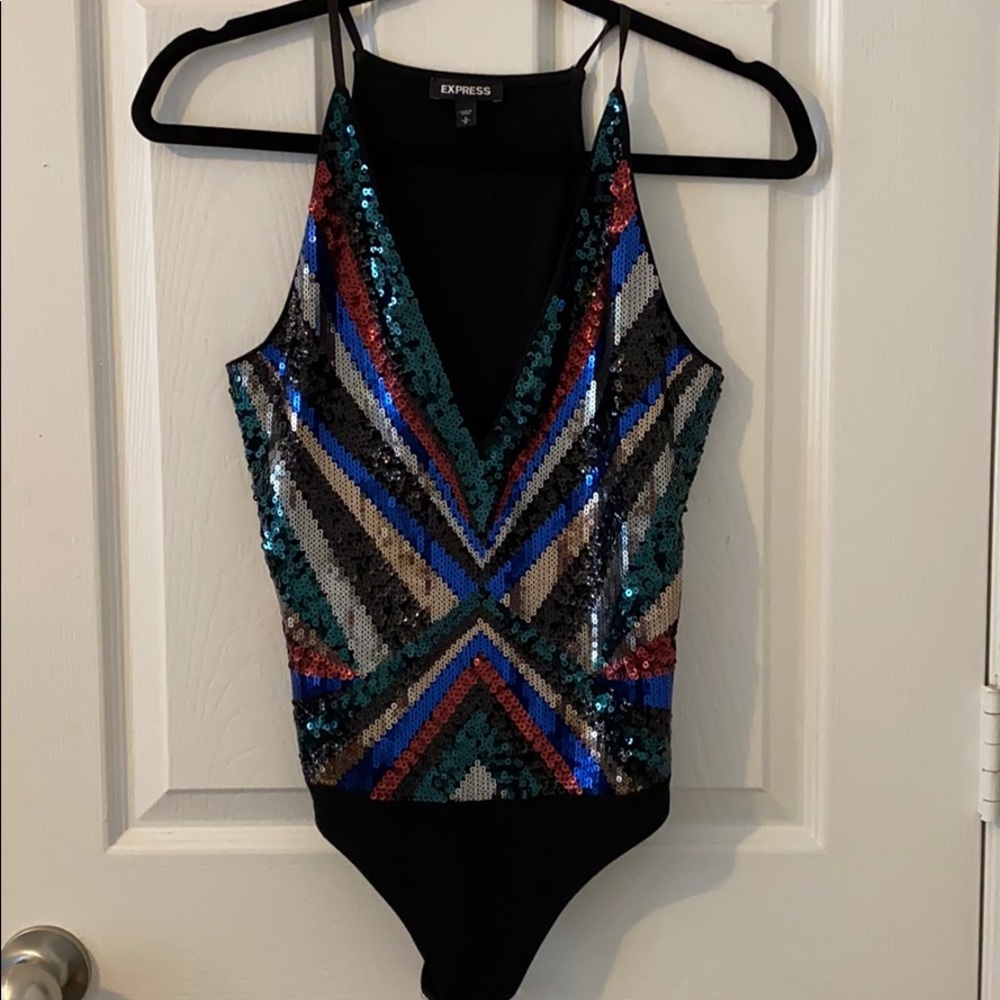 Sequined bodysuit by Express size small